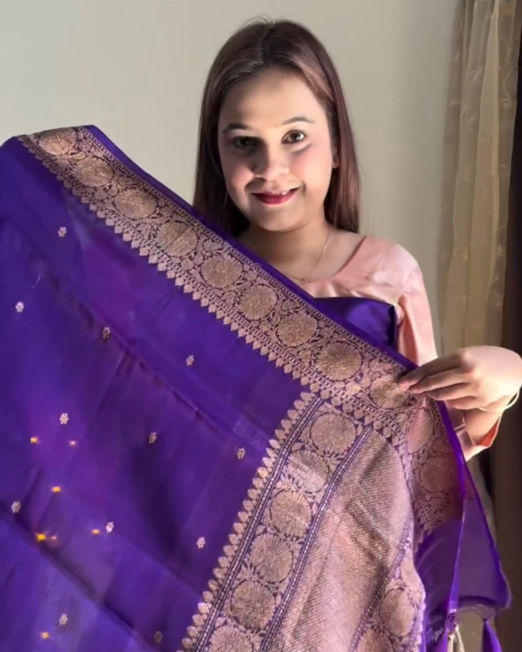 Deep Purple Cotton jari suit
